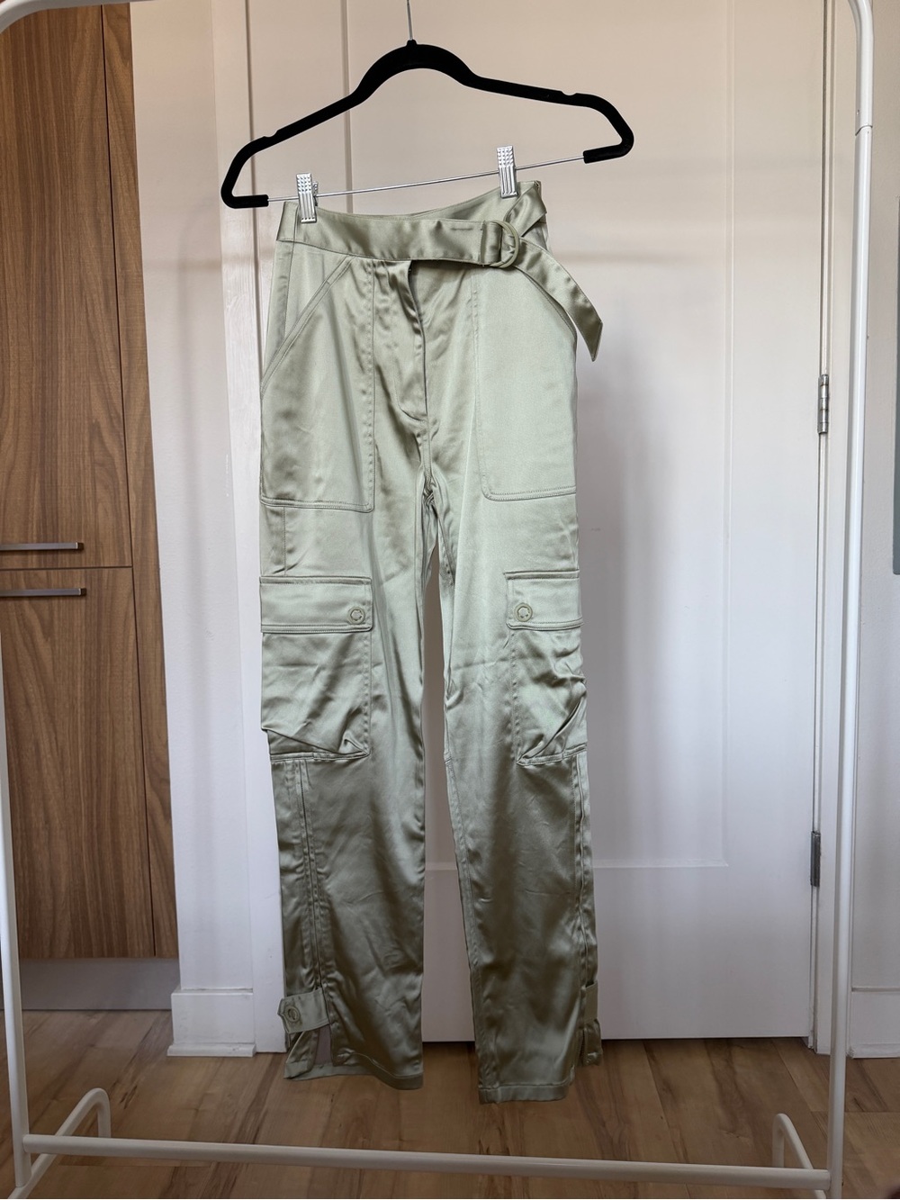 Jonathan Simkhai Satin Green Cargos